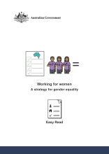 Working for Women Gender Equality Strategy Easy Read cover.